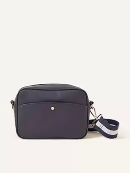 Image of Accessorize Stripe Webbing Strap Camera Bag, Navy, Women