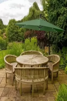 Image of Green LED Cantilever Parasol 3m Banana Hanging Umbrella Garden Sun Shade Canopy Patio Outdoor 360 Rotation Tilt uv Protection Winding Crank 24 Solar