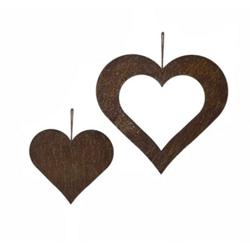 Image of Poppy Forge Hearts Hanging Wall Art (Set Of 2) - Bare Metal/ready To Rust - W22 X H12 Cm