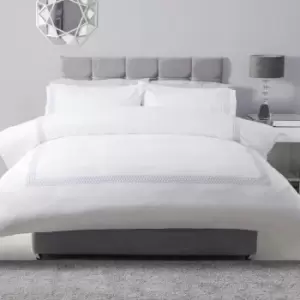 Image of Belledorm Honeycomb Duvet Set (Single) (White/Grey) - White/Grey