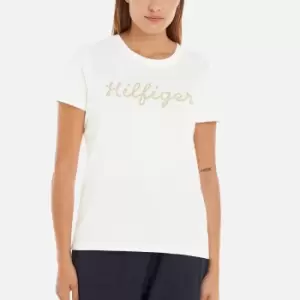 Image of Tommy Hilfiger Regular Gold Logo Cotton T-Shirt - M