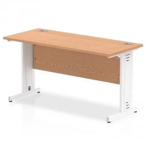 Image of Trexus Desk Rectangle Cable Managed White Leg 1400x600mm Oak Ref