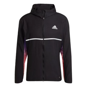 Image of adidas Own the Run Colorblock Jacket Mens - Black / Purple Rush / Pulse Li