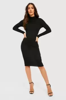 Image of Roll Neck Long Sleeve Bodycon Midi Dress