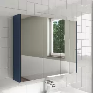 Image of Blue Mirrored Wall Bathroom Cabinet 800 x 650mm - Ashford