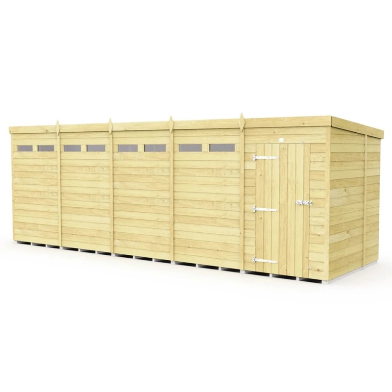 Image of Buttercup Farm 20 x 6 Feet Pent Security Shed - Single Door - L178 x W589 x H201cm in Brown Brown Unisex