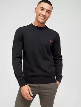 Image of HUGO Hugo San Cassius Knitted Jumper - Black, Size L, Men