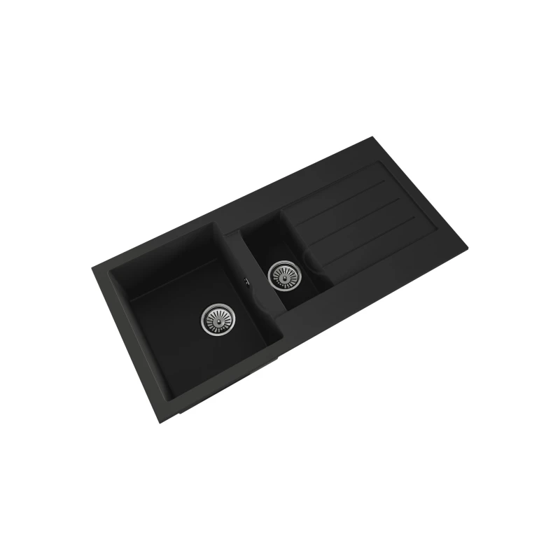 Image of Balterley 1.5 Bowl Composite Inset Sink Overflow Drainer Matt Black 1000x500mm Black unisex