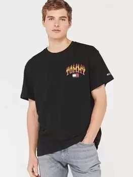 Image of Tommy Jeans Relaxed Vintage Flame T-Shirt - Black, Size 2XL, Men