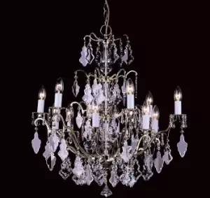 Image of Louvre Polished Brass Crystal 12 Arm Chandelier