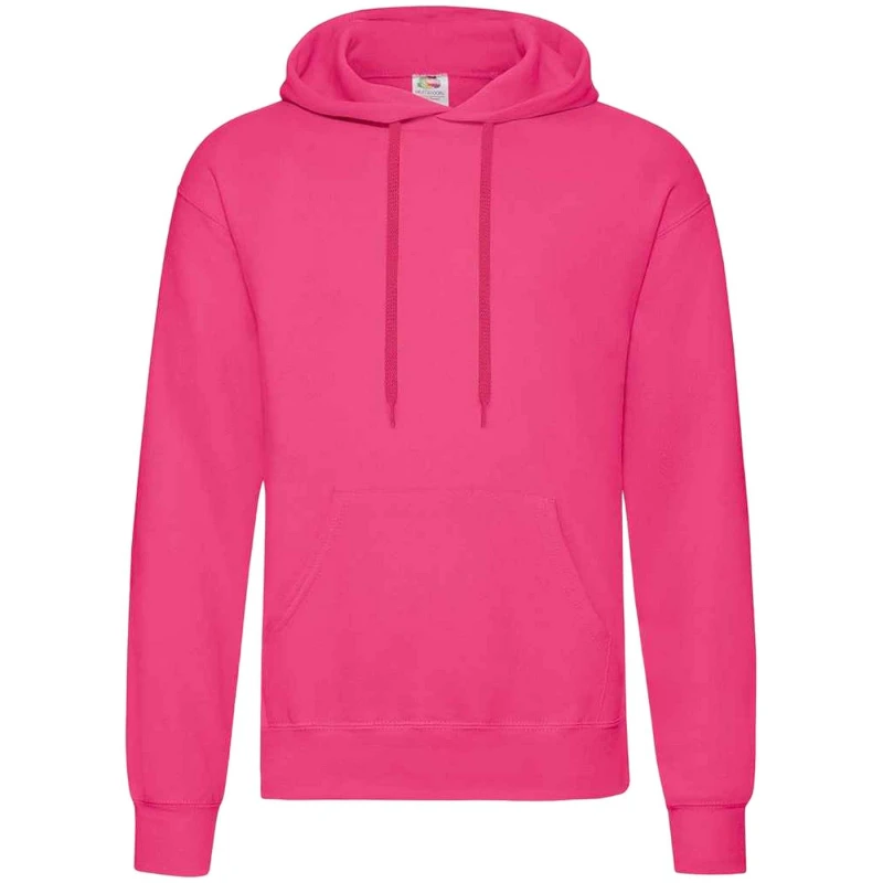 Image of Fruit of the Loom Mens Classic Hooded Sweatshirt in Fuchsia Size: Small Fuchsia Male S