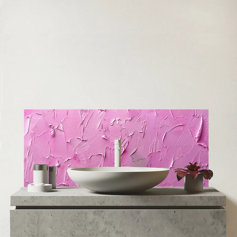 Image of Warren Reed - Designer Bright Pink Textured Effect Glass Bathroom Splashback Pink Unisex