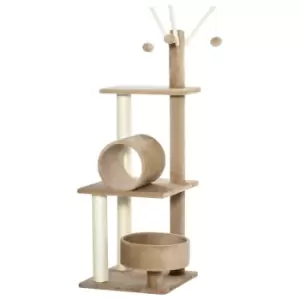 Image of Pawhut 1.21M Cat Tree Tower With Sisal Scratching Posts Bed Tunnel Perch Teaser Toy - Brown