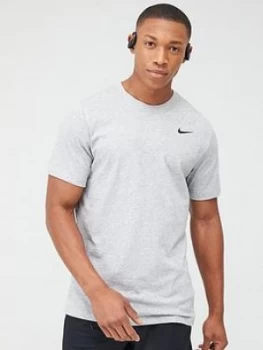 Image of Nike Solid Crew Neck Training T-Shirt - Dark Grey Heather