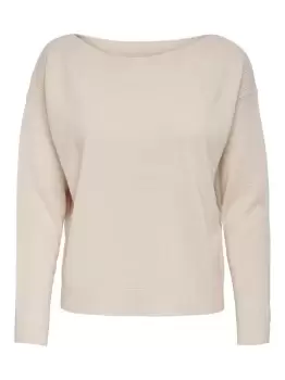 Image of ONLY Boatneck Knitted Pullover Women Beige