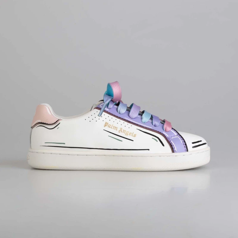 Image of Palm Angels Hand-Painted Palm 1 Trainers - White purple White purple 8.5 infant