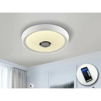 Image of Schuller Jazz - Integrated LED Flush Ceiling Light with Remote Control Matt White