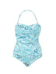 Image of Seaspray Aqua Rosalind Paisley Bandeau Swimsuit - 10