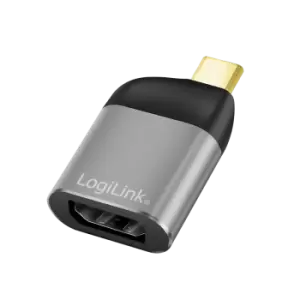Image of LogiLink USB 3.2 Gen2 Type-C adapter, C/M to DP/F, 8K, alu, black/grey