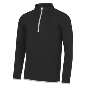 Image of AWDis Just Cool Mens Half Zip Sweatshirt (2XL) (Jet Black/ Arctic White)