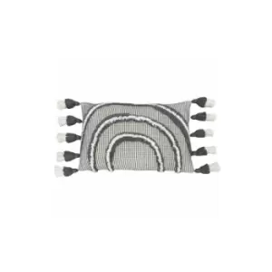 Image of Furn Rainbow Tufted Tassel Cushion Cover (One Size) (Grey) - Grey