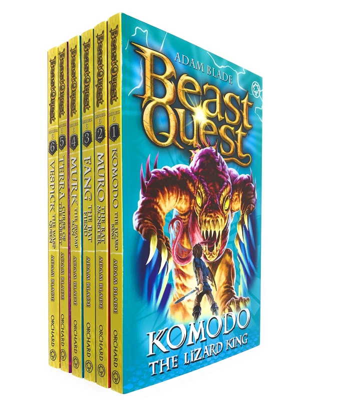 Image of Beast Quest Series 6 Collection 6 Books Set Pack (Komodo,Muro,Fang,Murk,Terra, Vespick) Adam Blade Books