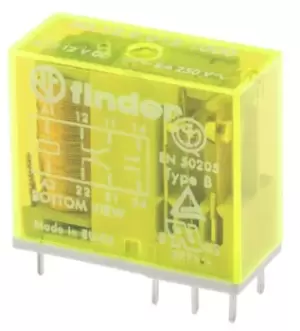 Image of Finder, 12V dc Coil Non-Latching Relay DPDT, 8A Switching Current PCB Mount, 2 Pole, 50.12.9.012.1000