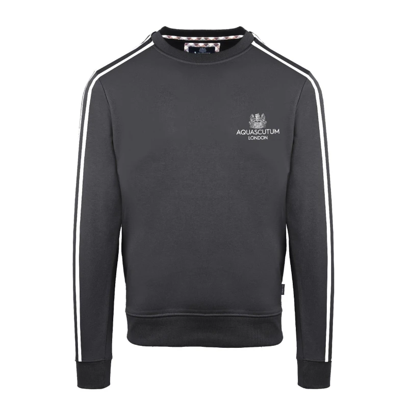 Image of Aquascutum Mens Roundnk Sweat Crew Sweatshirt Crew Sweaters Small Black 52345503350