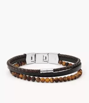 Image of Fossil Men Warm Tones Tiger's Eye Multi-Strand Bracelet