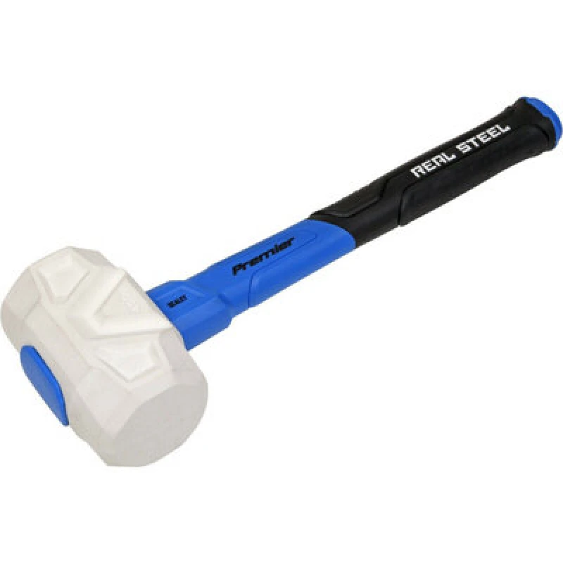 Image of Loops 16oz Rubber Mallet with Fibreglass Shaft - Non-Marking Head - Textured Grip Clear