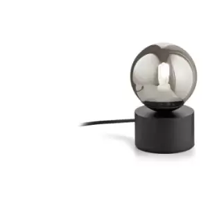 Image of Ideal Lux perlage Globe Table Lamp Black, In-Built Switch, Non-Dim