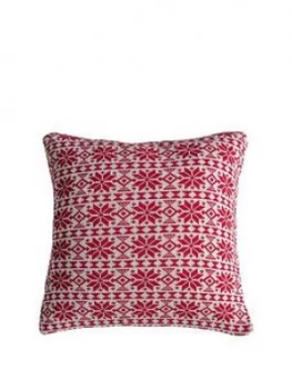 Image of Gallery Knitted Fairisle Cushion Red 450X450Mm