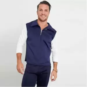 Image of I Saw It First Mens Colourblock Scuba Half Zip Long Sleeve Polo - Blue