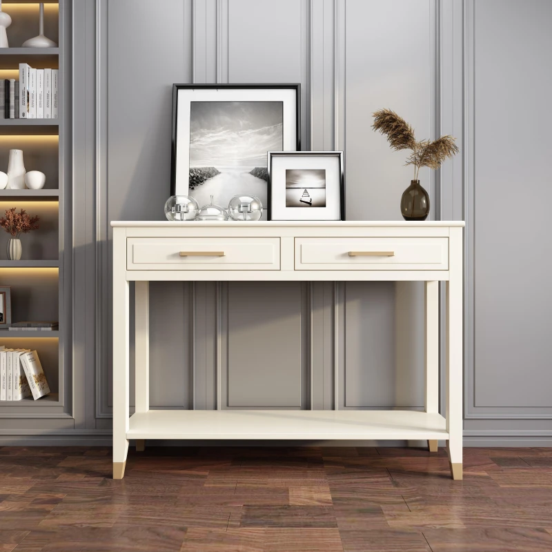 Image of Cabinet Bits Palazzi 2 Drawer Console Table in Off-White Off-White Unisex