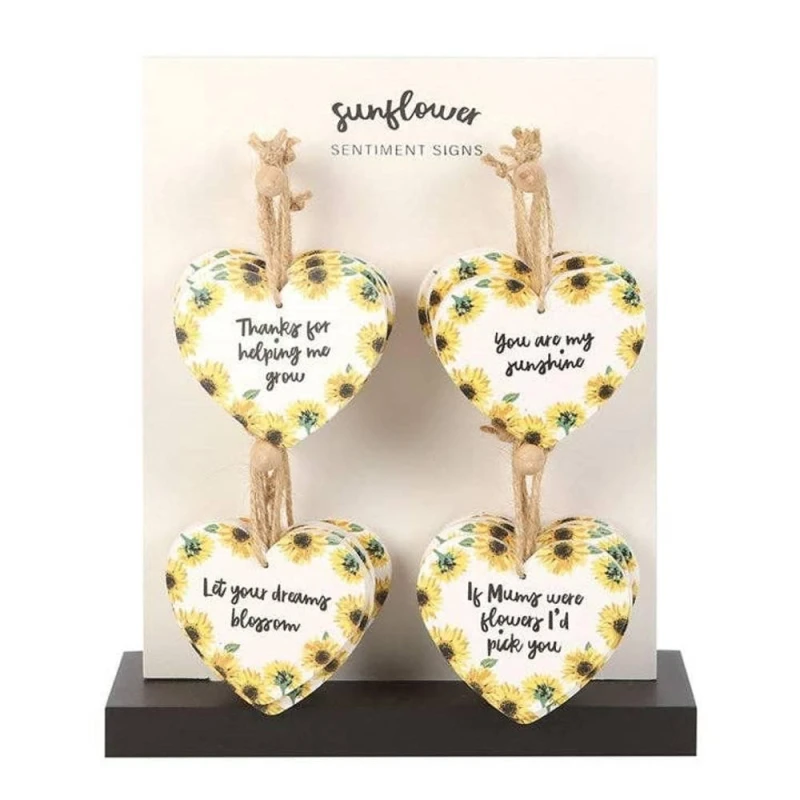 Image of Something Different Something Different Sunflower Heart Hanging Sentiment Sign (Pack of 24) in White White One Size Unisex 5063693881467