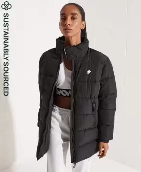 Image of Superdry Womens Longline Sports Puffer Jacket Black - Size: 8