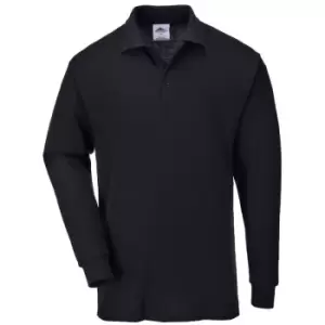 Image of B212BKRM - sz M Genoa Long Sleeved Polo Shirt Workwear - Black - Black - Portwest