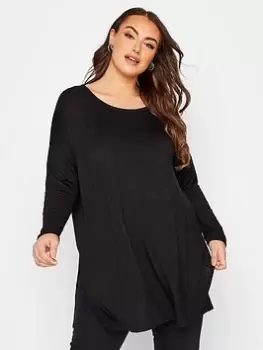 Image of Yours Long Sleeve Oversized Tee Black, Size 20, Women