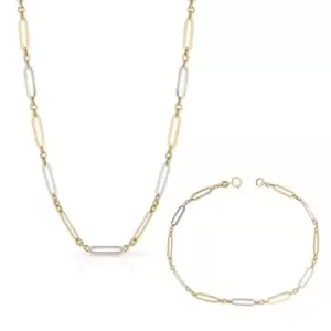 Image of JG Fine Jewellery 9ct Yellow & White Gold Elongated Link Jewellery Set