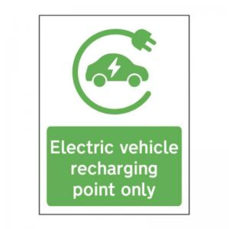 Image of Spectrum Electric Vehicle Charging Point Sign, Non-Adhesive Rigid 1mm PVC W300mm x H400mm SPT61580