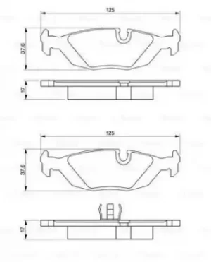Image of Bosch 0986466751 BP695 Brake Pad Set Disc Brake Rear Axle