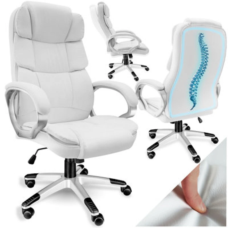 Image of Tectake Office Chair Jonas - Stepless Height Adjustment, Ergonomic, Thick Padding - White