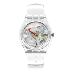 Image of Swatch Quartz Clear Dial Clear Strap Unisex Watch SO28K100