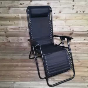Image of Multi Position Textoline Garden Relaxer Chair Lounger - All Black