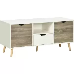 Image of HOMCOM TV Cabinet Entertainment Centre w/ Storage Cabinet and Drawer, Grey - Grey