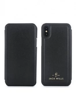 Image of Jack Wills Apple iPhone X Folio Bayles Black Saffiano