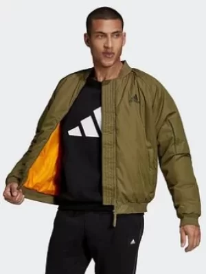 Image of adidas D11 Bomber Jacket, Green/Orange Size M Men