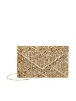 Image of Accessorize Rosie Embellished Clutch Bag - Gold