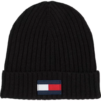 Image of Tommy Hilfiger Logo Flag Beanie - Black BDS