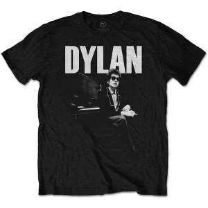 Image of Bob Dylan - At Piano Mens Medium T-Shirt - Black